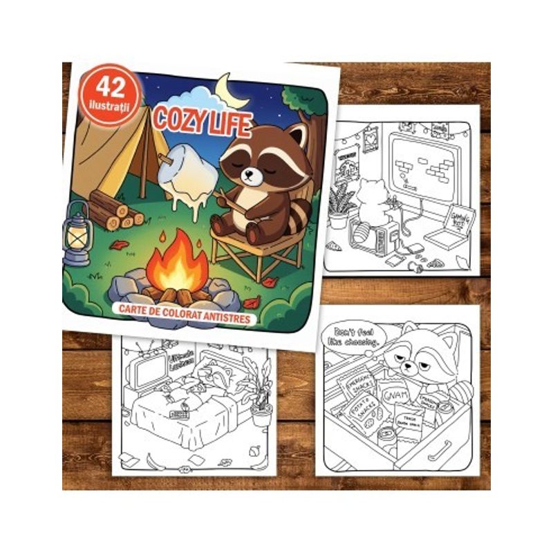Carti si Birotica - Carti - Carti pentru copii - Carti de colorat - Carte de colorat, 42 de ilustratii Cozy Life, 88 pagini, A5 - Infinity.ro