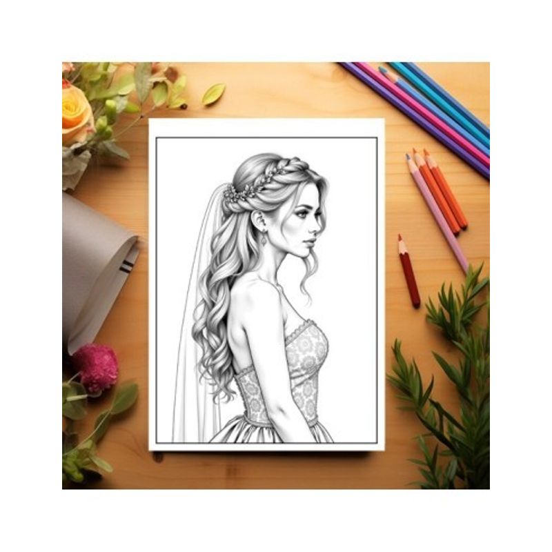 Carti si Birotica - Carti - Carti pentru copii - Carti de colorat - Carte de colorat, 45 de ilustratii Coafuri de Mirese, 96 pagini, A5 - Infinity.ro
