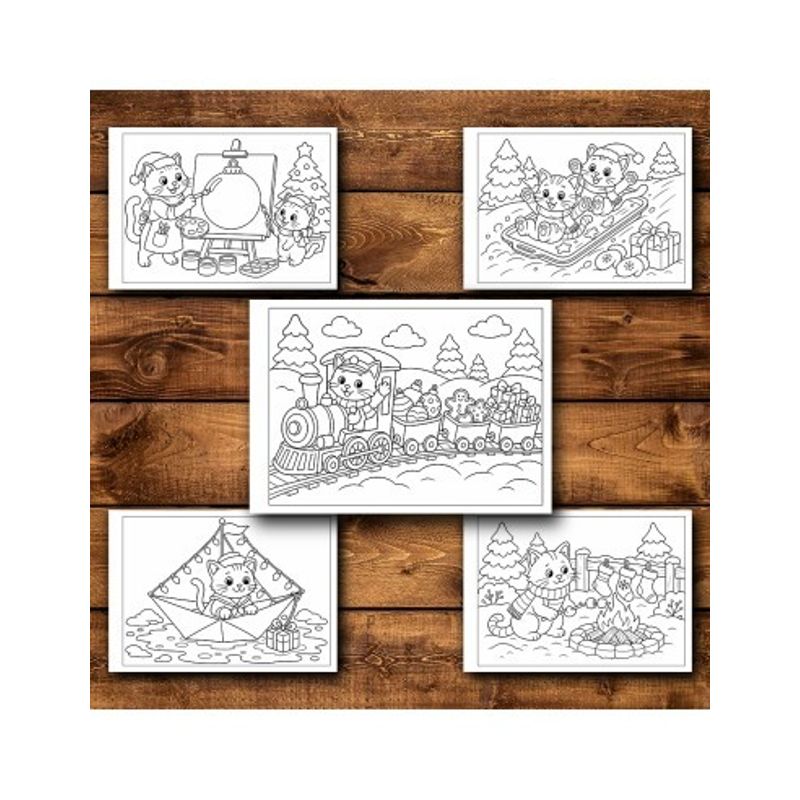 Carti si Birotica - Carti - Carti pentru copii - Carti de colorat - Carte de colorat, 45 de ilustratii Pisicute de Craciun - Volumul II - copii, 96 pagini, A5 - Infinity.ro
