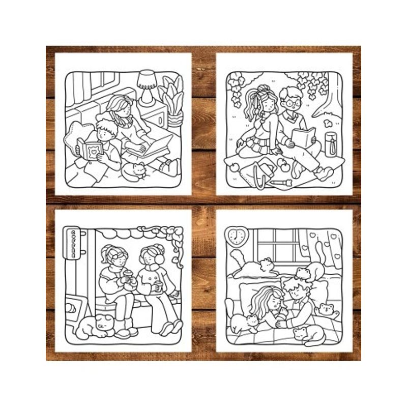 Carti si Birotica - Carti - Carti pentru copii - Carti de colorat - Carte de colorat, 48 de ilustratii Cozy Love, 102 pagini, A5 - Infinity.ro