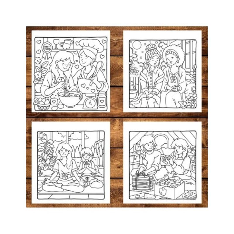 Carti si Birotica - Carti - Carti pentru copii - Carti de colorat - Carte de colorat, 48 de ilustratii Cozy Mom, 102 pagini, A5 - Infinity.ro