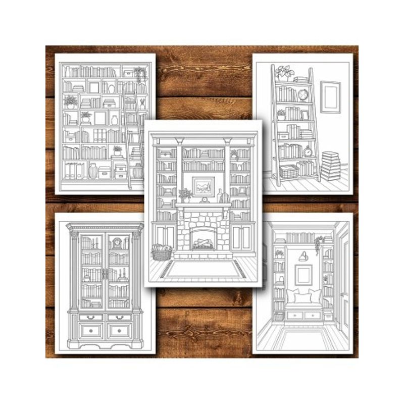 Carti si Birotica - Carti - Carti pentru copii - Carti de colorat - Carte de colorat, 47 de ilustratii Rafturi cu carti - Volumul I, 100 pagini, A5 - Infinity.ro