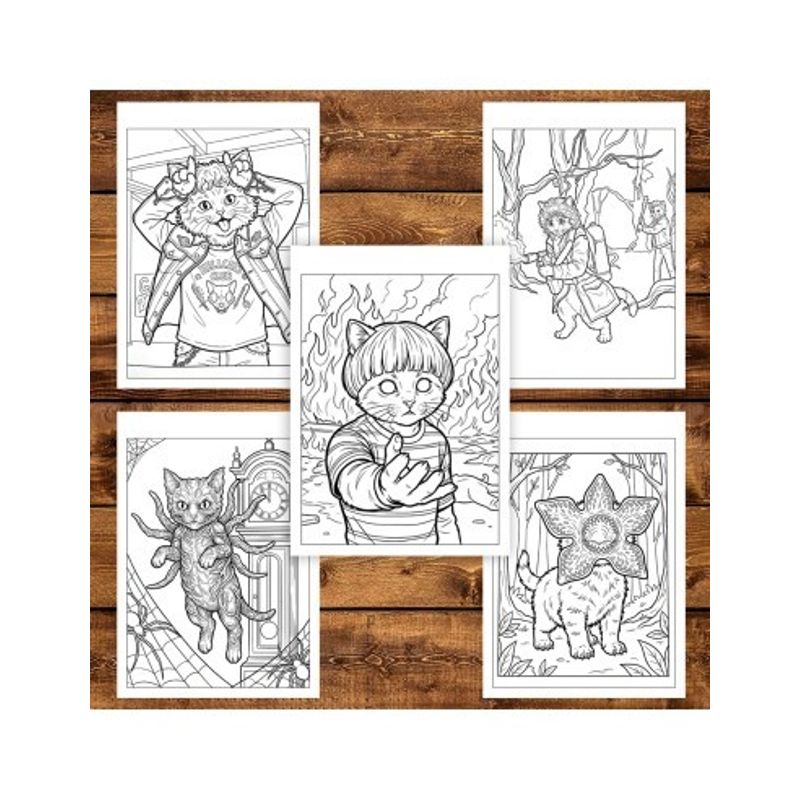 Carti si Birotica - Carti - Carti pentru copii - Carti de colorat - Carte de colorat, 48 de ilustratii Stranger Kitties, 102 pagini, A5 - Infinity.ro