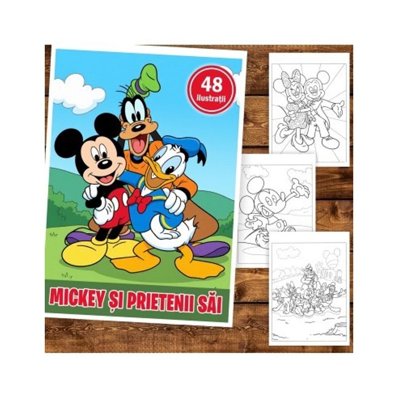 Carti si Birotica - Carti - Carti pentru copii - Carti de colorat - Carte de colorat, 48 de ilustratii Mickey si Prietenii sai, 106 pagini, A5 - Infinity.ro