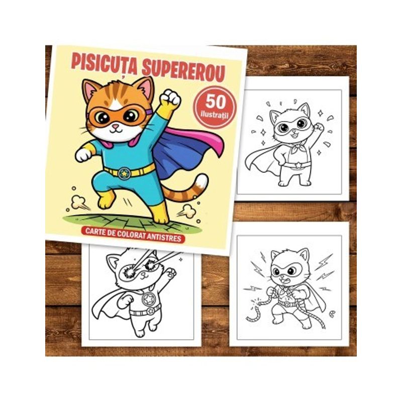 Carti si Birotica - Carti - Carti pentru copii - Carti de colorat - Carte de colorat, 48 de ilustratii Pisicuta Supererou, 102 pagini, A5 - Infinity.ro