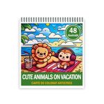 Carti si Birotica - Carti - Carti pentru copii - Carti de colorat - Carte de colorat, 48 de ilustratii Cute Animals on Vacation, 102 pagini, A5 - Infinity.ro
