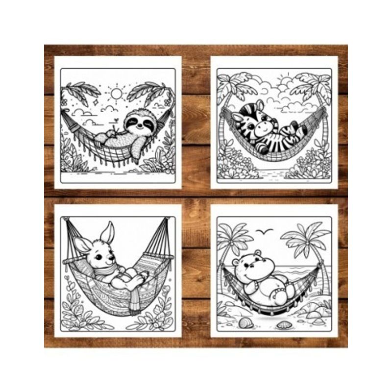 Carti si Birotica - Carti - Carti pentru copii - Carti de colorat - Carte de colorat, 48 de ilustratii Cute Animals on Vacation, 102 pagini, A5 - Infinity.ro