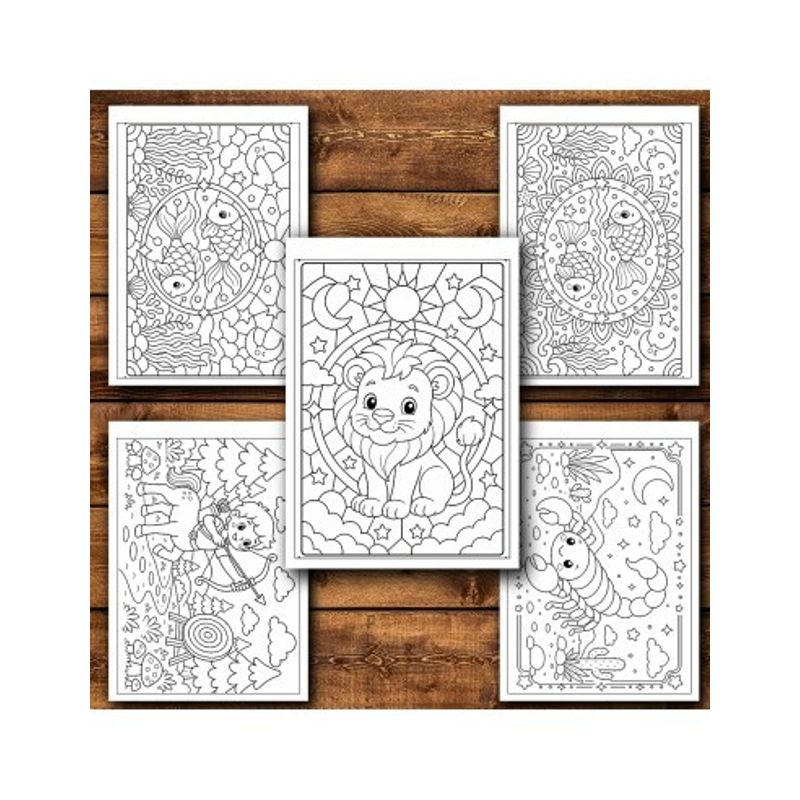 Carti si Birotica - Carti - Carti pentru copii - Carti de colorat - Carte de colorat, 48 de ilustratii Zodiacul, 102 pagini, A5 - Infinity.ro