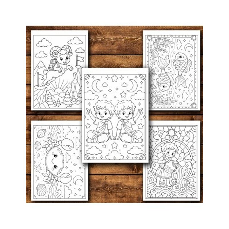 Carti si Birotica - Carti - Carti pentru copii - Carti de colorat - Carte de colorat, 48 de ilustratii Zodiacul, 102 pagini, A5 - Infinity.ro