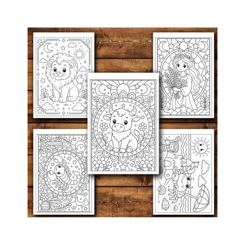 Carti si Birotica - Carti - Carti pentru copii - Carti de colorat - Carte de colorat, 48 de ilustratii Zodiacul, 102 pagini, A5 - Infinity.ro