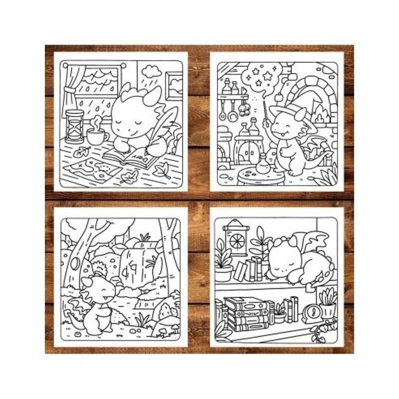 Carti si Birotica - Carti - Carti pentru copii - Carti de colorat - Carte de colorat, 49 de ilustratii Magical Baby Dragons, 104 pagini, A5 - Infinity.ro