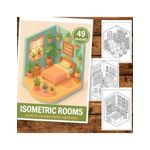 Carti si Birotica - Carti - Carti pentru copii - Carti de colorat - Carte de colorat, 49 de ilustratii Isometric Rooms, 104 pagini, A5 - Infinity.ro
