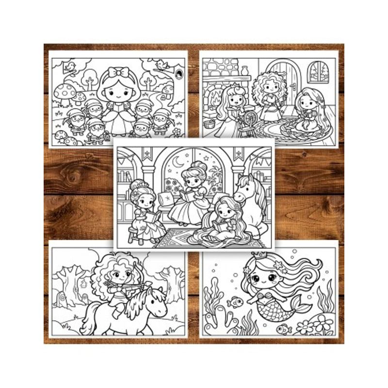 Carti si Birotica - Carti - Carti pentru copii - Carti de colorat - Carte de colorat, 49 de ilustratii Mini Printese din Desene, 104 pagini, A5 - Infinity.ro