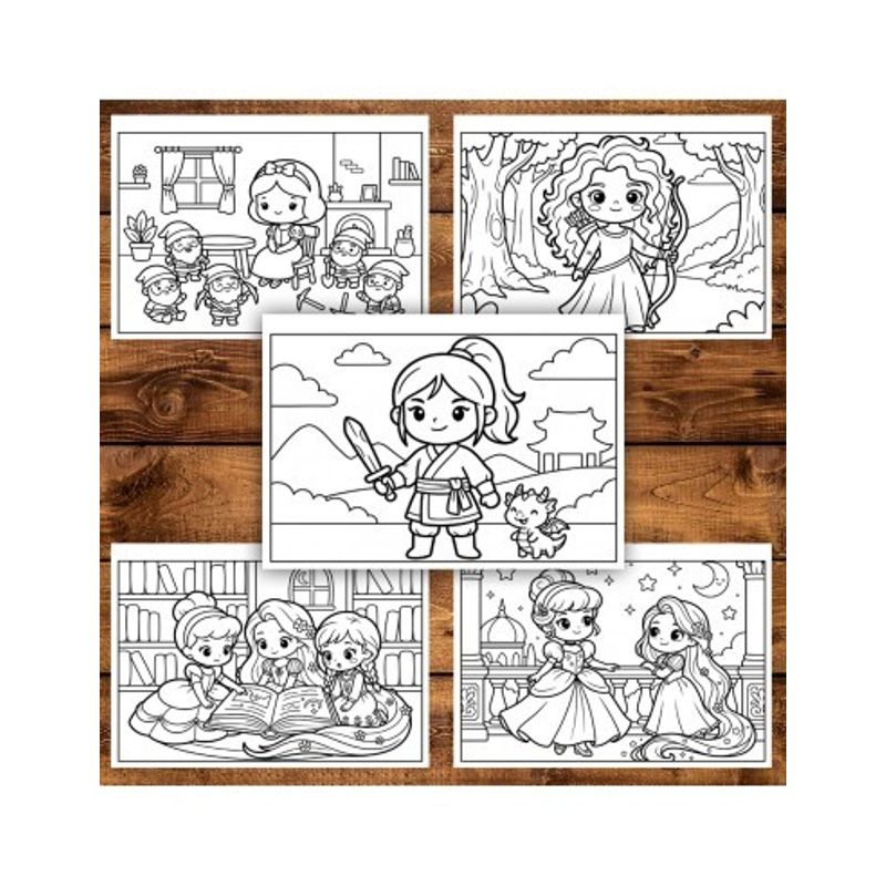 Carti si Birotica - Carti - Carti pentru copii - Carti de colorat - Carte de colorat, 49 de ilustratii Mini Printese din Desene, 104 pagini, A5 - Infinity.ro
