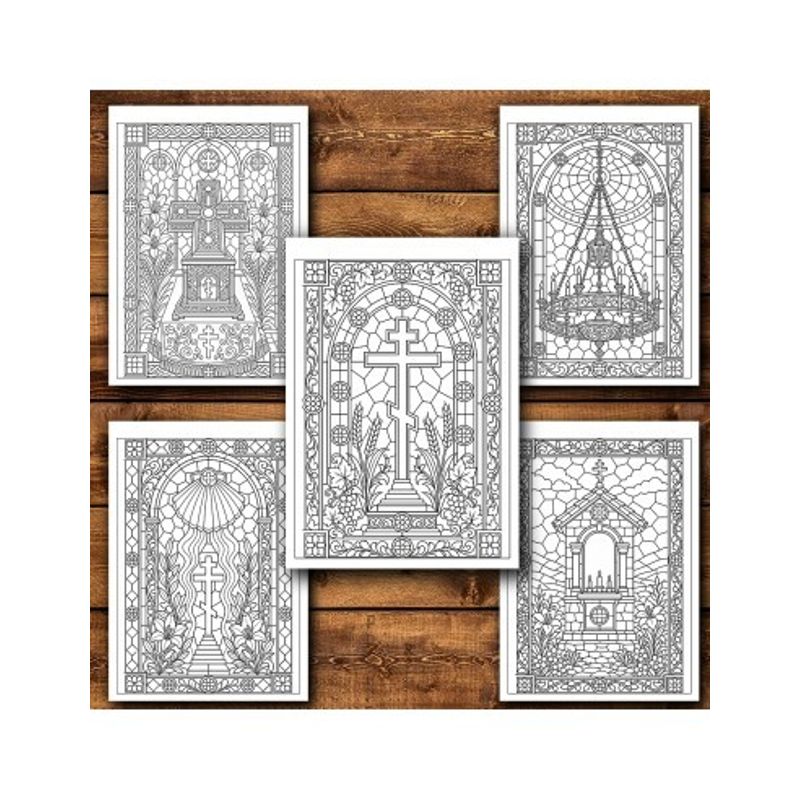 Carti si Birotica - Carti - Carti pentru copii - Carti de colorat - Carte de colorat, 49 de ilustratii Vitralii Religioase - Volumul II, 104 pagini, A5 - Infinity.ro
