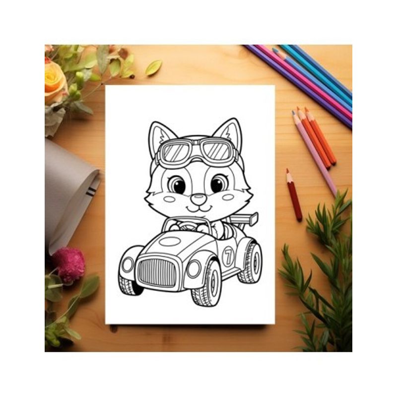 Carti si Birotica - Carti - Carti pentru copii - Carti de colorat - Carte de colorat, 50 de ilustratii Animalute cu Vehicule, 106 pagini, A5 - Infinity.ro