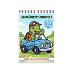 Carti si Birotica - Carti - Carti pentru copii - Carti de colorat - Carte de colorat, 50 de ilustratii Animalute cu Vehicule, 106 pagini, A5 - Infinity.ro