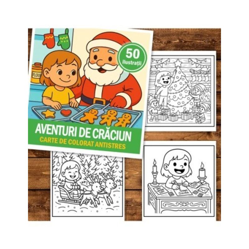 Carti si Birotica - Carti - Carti pentru copii - Carti de colorat - Carte de colorat, 50 de ilustratii Aventuri de Craciun, 106 pagini, A5 - Infinity.ro