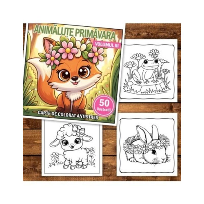 Carti si Birotica - Carti - Carti pentru copii - Carti de colorat - Carte de colorat, 50 de ilustratii Animalute Primavara - Volumul III, 106 pagini, A5 - Infinity.ro