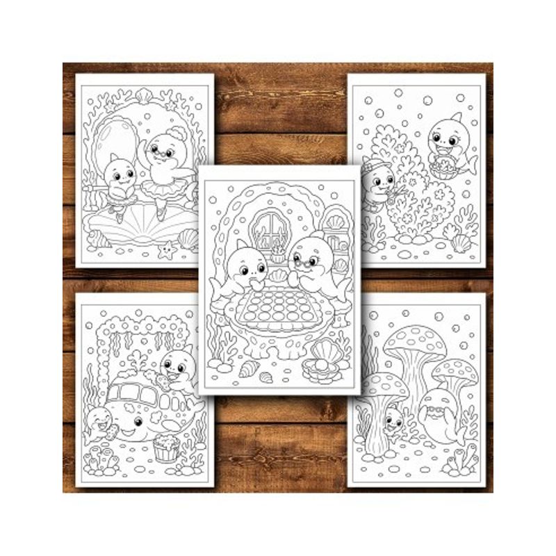 Carti si Birotica - Carti - Carti pentru copii - Carti de colorat - Carte de colorat, 50 de ilustratii Baby Shark - Volumul III, 106 pagini, A5 - Infinity.ro