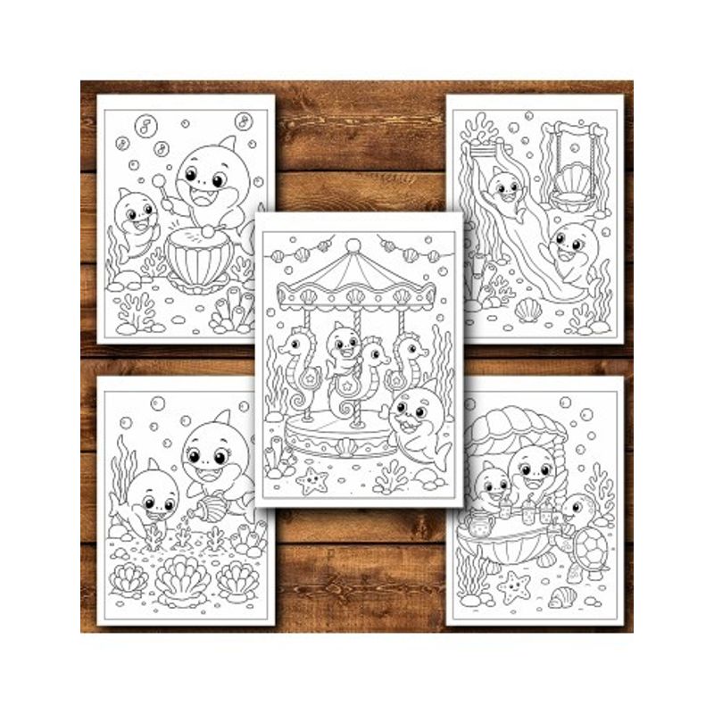 Carti si Birotica - Carti - Carti pentru copii - Carti de colorat - Carte de colorat, 50 de ilustratii Baby Shark - Volumul III, 106 pagini, A5 - Infinity.ro