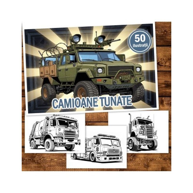 Carti si Birotica - Carti - Carti pentru copii - Carti de colorat - Carte de colorat, 50 de ilustratii Camioane Tunate, 106 pagini, A5 - Infinity.ro