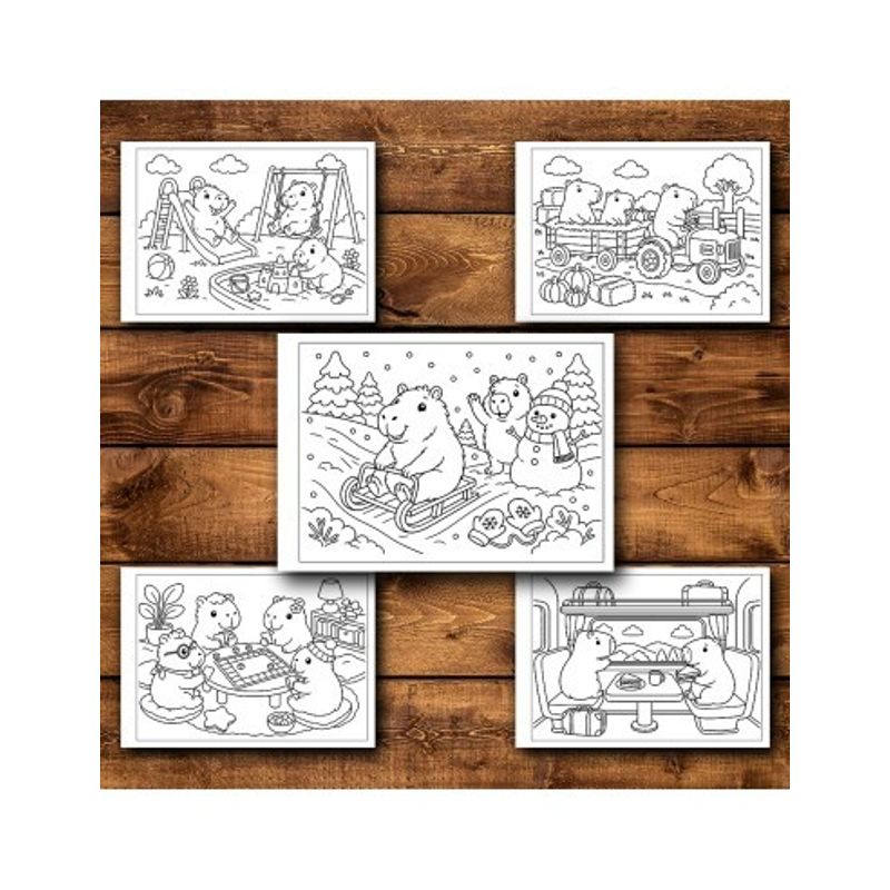 Carti si Birotica - Carti - Carti pentru copii - Carti de colorat - Carte de colorat, 50 de ilustratii Capibara Dragute - Volumul II, 106 pagini, A5 - Infinity.ro