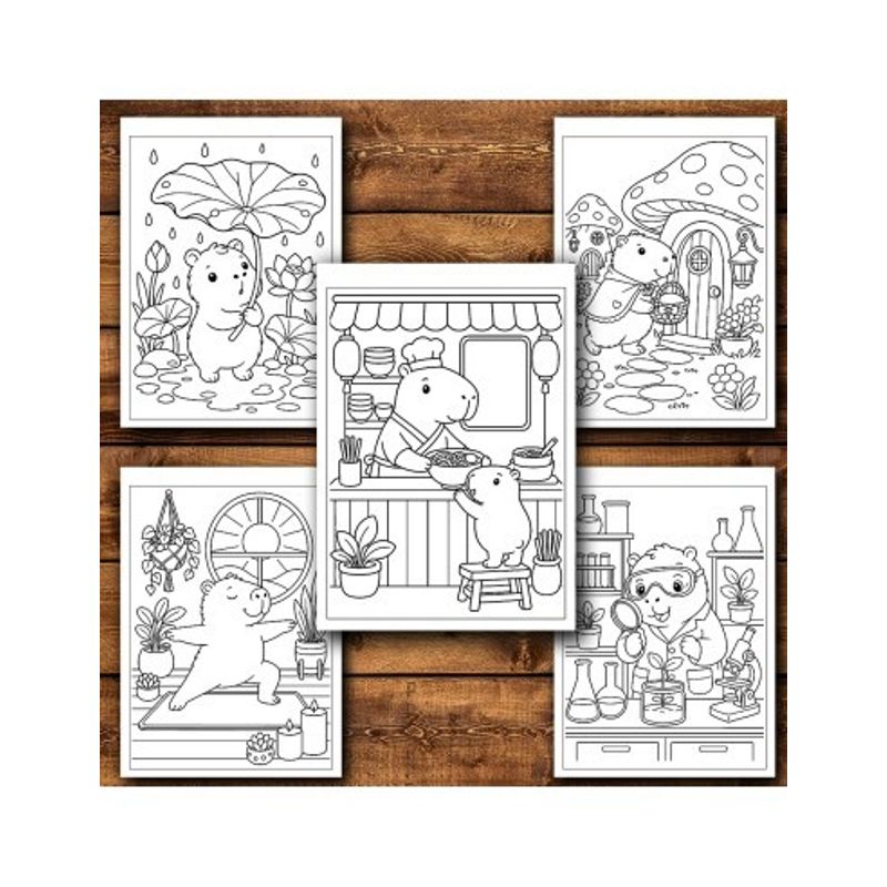 Carti si Birotica - Carti - Carti pentru copii - Carti de colorat - Carte de colorat, 50 de ilustratii Capibara Dragute - Volumul I, 106 pagini, A5 - Infinity.ro