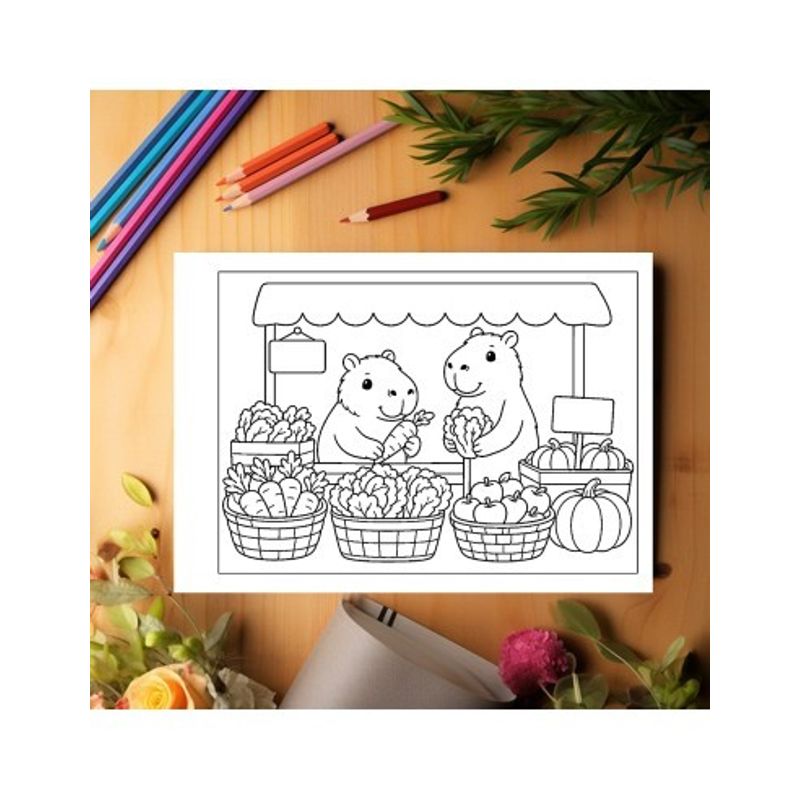 Carti si Birotica - Carti - Carti pentru copii - Carti de colorat - Carte de colorat, 50 de ilustratii Capibara Dragute - Volumul II, 106 pagini, A5 - Infinity.ro