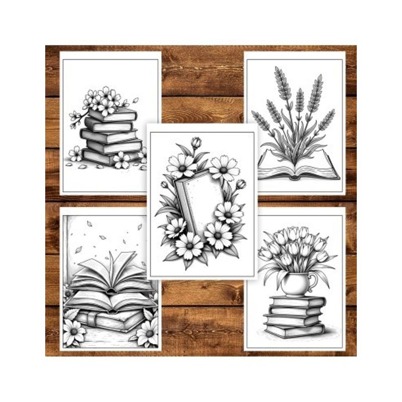 Carti si Birotica - Carti - Carti pentru copii - Carti de colorat - Carte de colorat, 50 de ilustratii Carti cu flori, 106 pagini, A5 - Infinity.ro