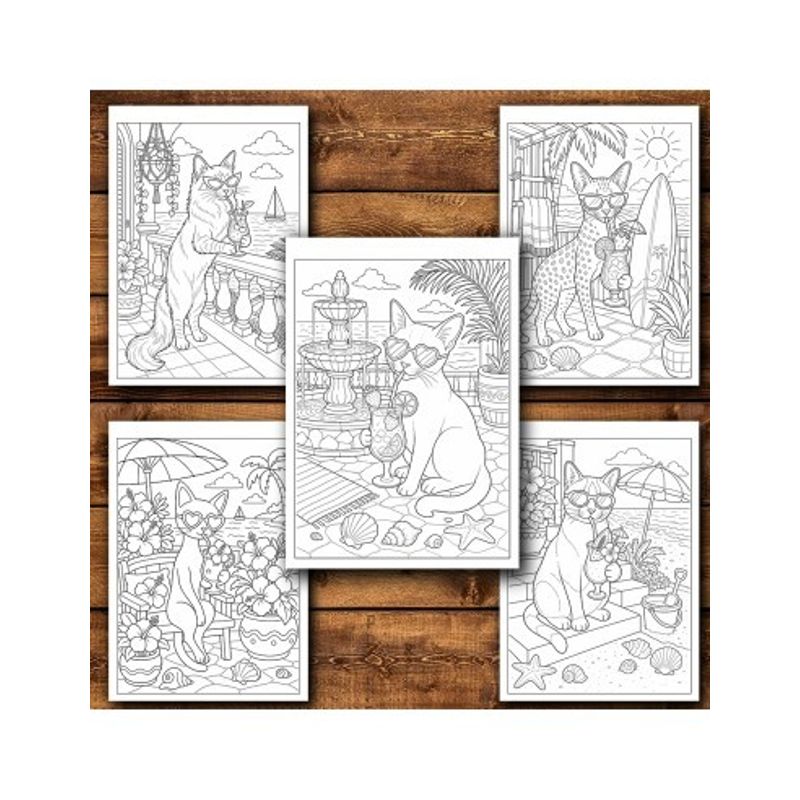 Carti si Birotica - Carti - Carti pentru copii - Carti de colorat - Carte de colorat, 50 de ilustratii Cats Chilling, 106 pagini, A5 - Infinity.ro