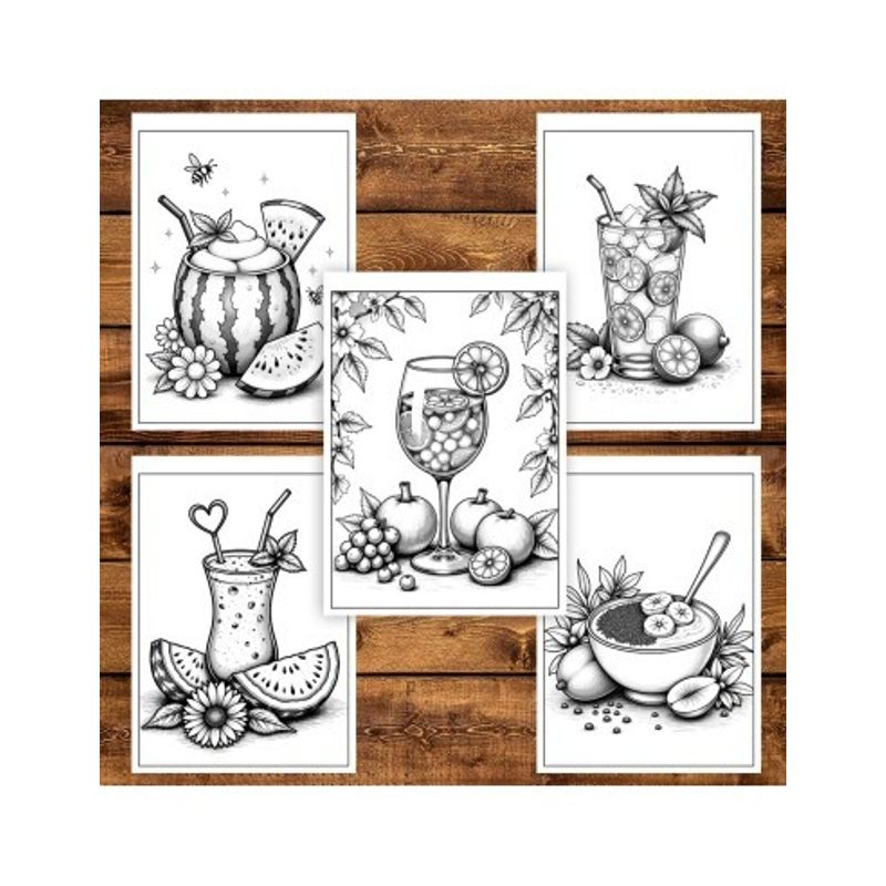Carti si Birotica - Carti - Carti pentru copii - Carti de colorat - Carte de colorat, 50 de ilustratii Cocktails, 106 pagini, A5 - Infinity.ro