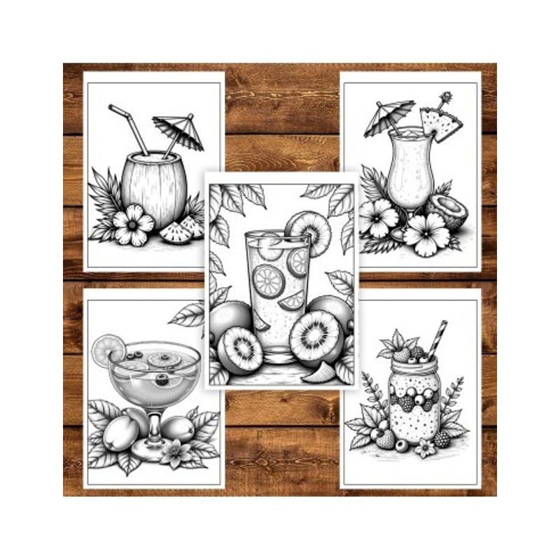 Carti si Birotica - Carti - Carti pentru copii - Carti de colorat - Carte de colorat, 50 de ilustratii Cocktails, 106 pagini, A5 - Infinity.ro