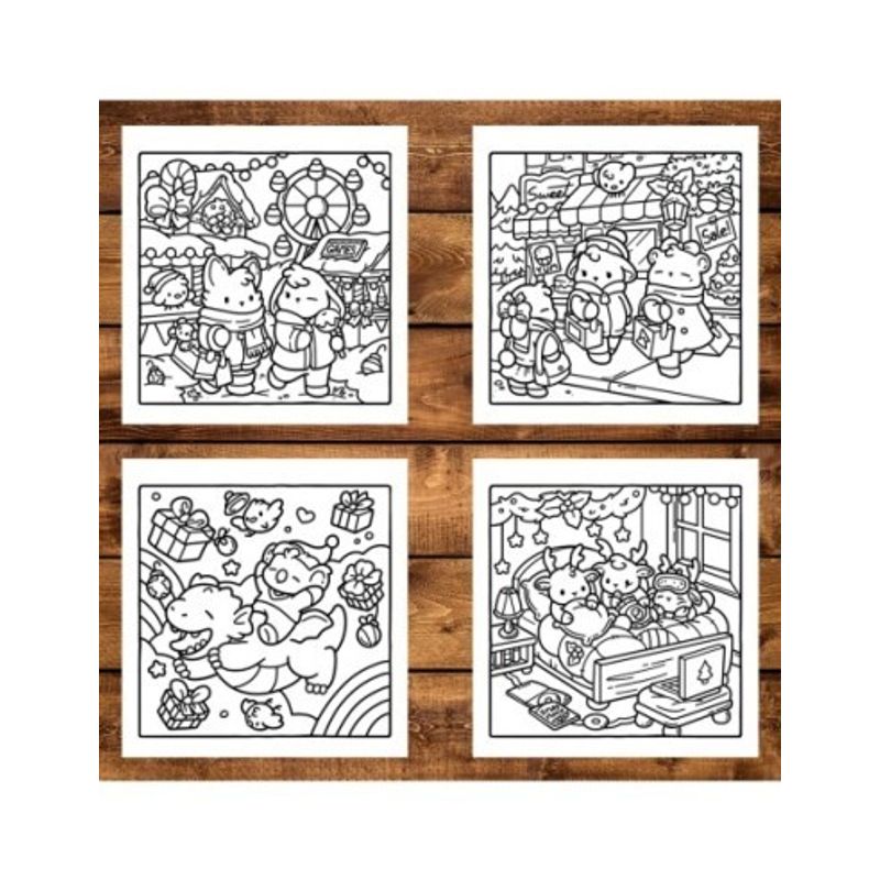 Carti si Birotica - Carti - Carti pentru copii - Carti de colorat - Carte de colorat, 50 de ilustratii Comfy Christmas - Volumul III, 106 pagini, A5 - Infinity.ro