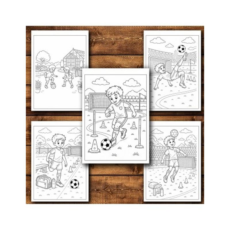 Carti si Birotica - Carti - Carti pentru copii - Carti de colorat - Carte de colorat, 50 de ilustratii Copii care joaca fotbal - Volumul I, 106 pagini, A5 - Infinity.ro