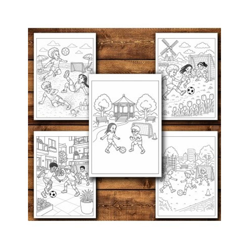 Carti si Birotica - Carti - Carti pentru copii - Carti de colorat - Carte de colorat, 50 de ilustratii Copii care joaca fotbal - Volumul I, 106 pagini, A5 - Infinity.ro