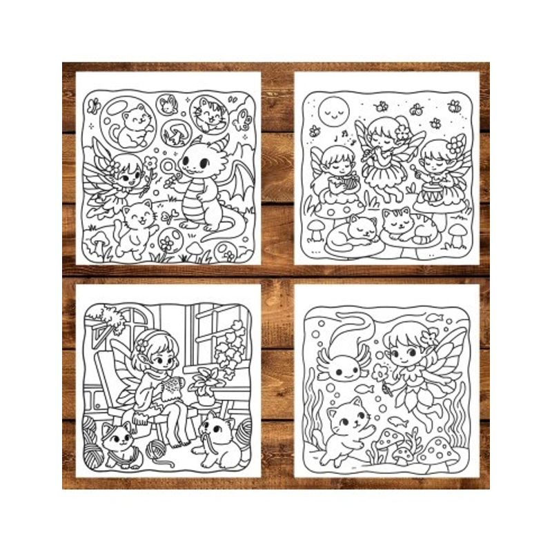 Carti si Birotica - Carti - Carti pentru copii - Carti de colorat - Carte de colorat, 50 de ilustratii Cozy Fantasy Cats, 106 pagini, A5 - Infinity.ro