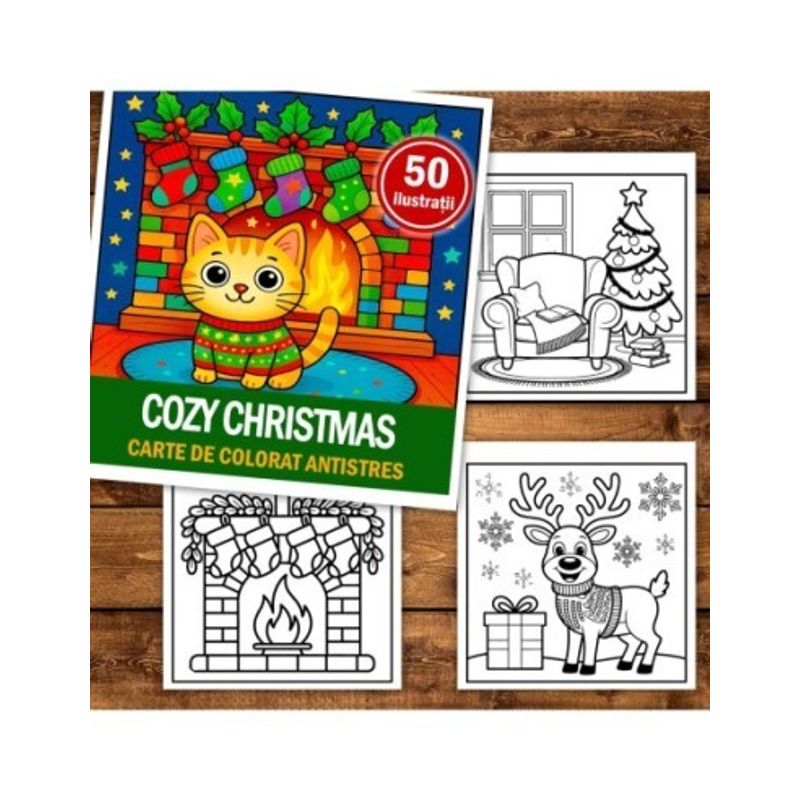 Carti si Birotica - Carti - Carti pentru copii - Carti de colorat - Carte de colorat, 50 de ilustratii Cozy Christmas, 106 pagini, A5 - Infinity.ro