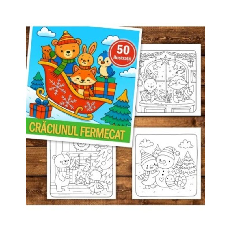 Carti si Birotica - Carti - Carti pentru copii - Carti de colorat - Carte de colorat, 50 de ilustratii Craciunul Fermecat, 106 pagini, A5 - Infinity.ro