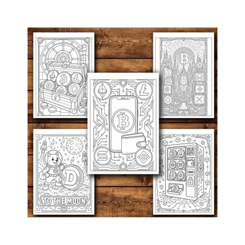 Carti si Birotica - Carti - Carti pentru copii - Carti de colorat - Carte de colorat, 50 de ilustratii Cryptomonede, 106 pagini, A5 - Infinity.ro