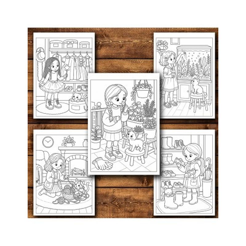 Carti si Birotica - Carti - Carti pentru copii - Carti de colorat - Carte de colorat, 50 de ilustratii Fetite la joaca - Volumul II, 106 pagini, A5 - Infinity.ro
