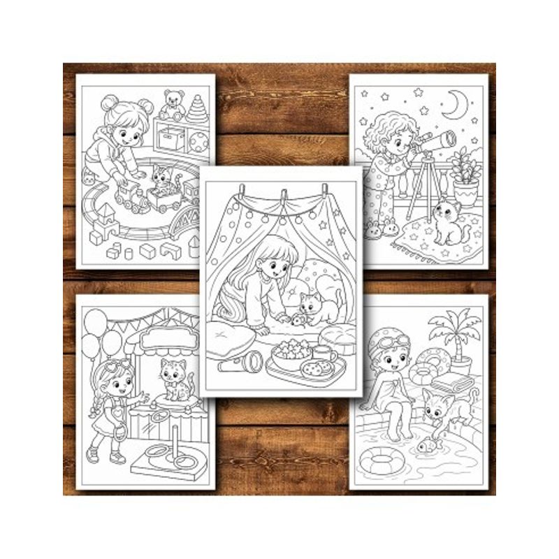 Carti si Birotica - Carti - Carti pentru copii - Carti de colorat - Carte de colorat, 50 de ilustratii Fetite la joaca - Volumul I, 106 pagini, A5 - Infinity.ro