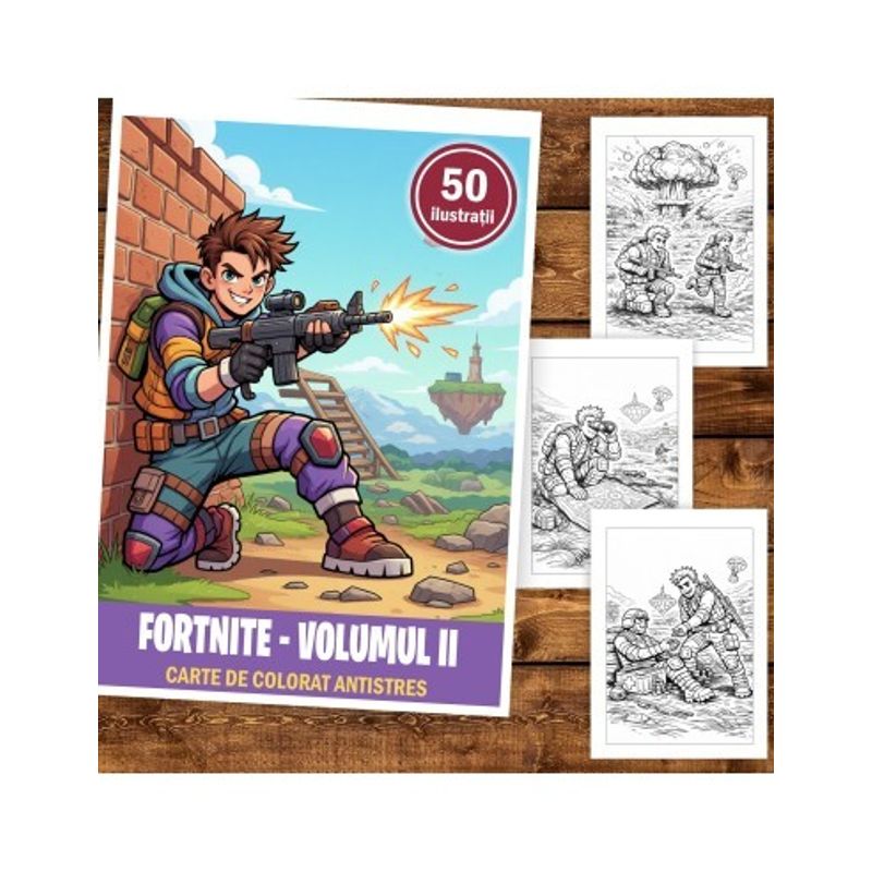 Carti si Birotica - Carti - Carti pentru copii - Carti de colorat - Carte de colorat, 50 de ilustratii Fornite 2, 106 pagini, A5 - Infinity.ro