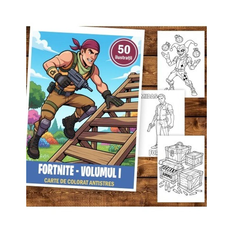 Carti si Birotica - Carti - Carti pentru copii - Carti de colorat - Carte de colorat, 50 de ilustratii Fortnite, 106 pagini, A5 - Infinity.ro