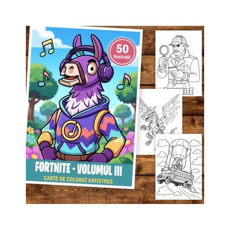 Carti si Birotica - Carti - Carti pentru copii - Carti de colorat - Carte de colorat, 50 de ilustratii Fortnite 3, 106 pagini, A5 - Infinity.ro