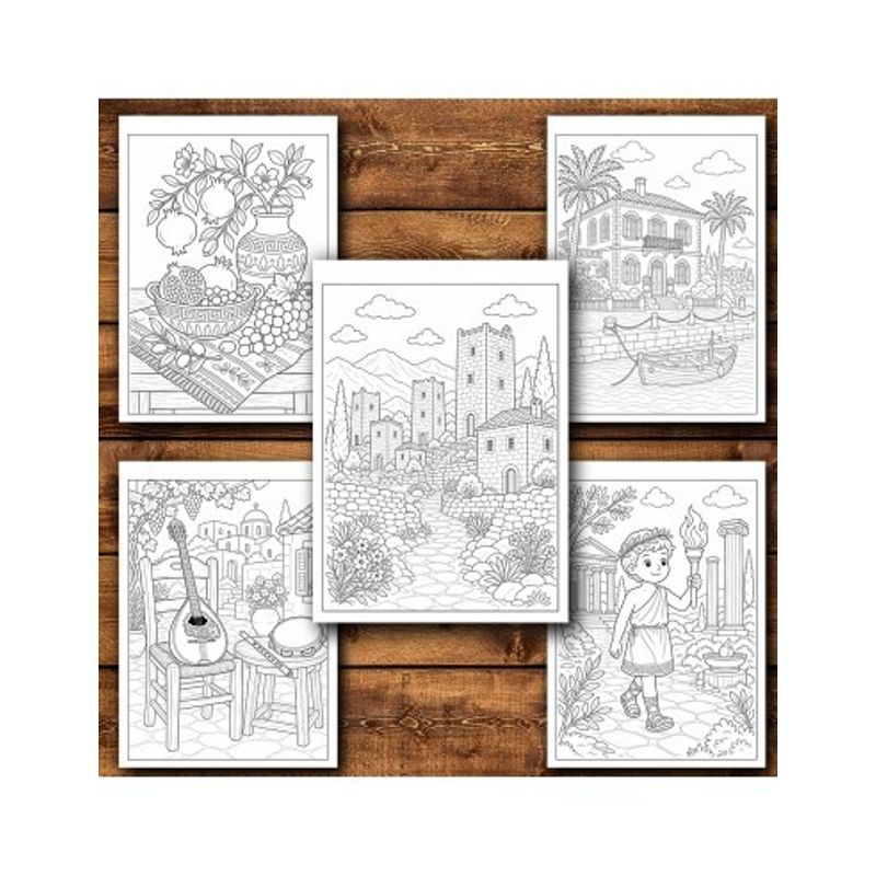 Carti si Birotica - Carti - Carti pentru copii - Carti de colorat - Carte de colorat, 50 de ilustratii Grecia - Volumul I, 106 pagini, A5 - Infinity.ro