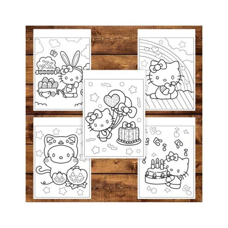 Carti si Birotica - Carti - Carti pentru copii - Carti de colorat - Carte de colorat, 50 de ilustratii Hello Kitty, 106 pagini, A5 - Infinity.ro