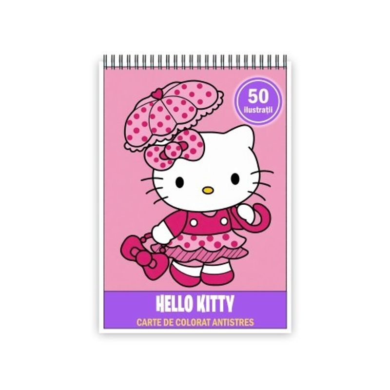 Carti si Birotica - Carti - Carti pentru copii - Carti de colorat - Carte de colorat, 50 de ilustratii Hello Kitty, 106 pagini, A5 - Infinity.ro