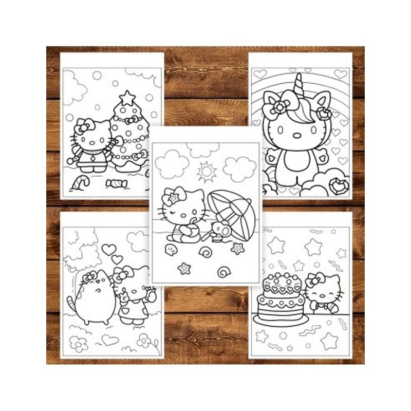 Carti si Birotica - Carti - Carti pentru copii - Carti de colorat - Carte de colorat, 50 de ilustratii Hello Kitty, 106 pagini, A5 - Infinity.ro