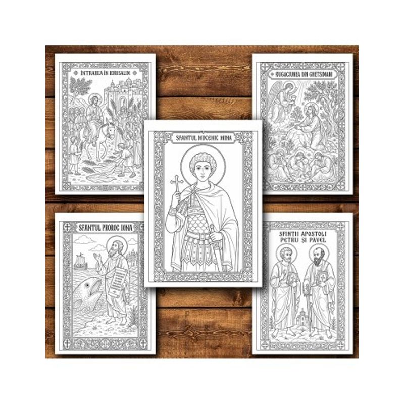 Carti si Birotica - Carti - Carti pentru copii - Carti de colorat - Carte de colorat, 50 de ilustratii Icoane Ortodoxe - sa verific simbolurile si scrisul daca inseamna ceva, 106 pagini... - Infinity.ro